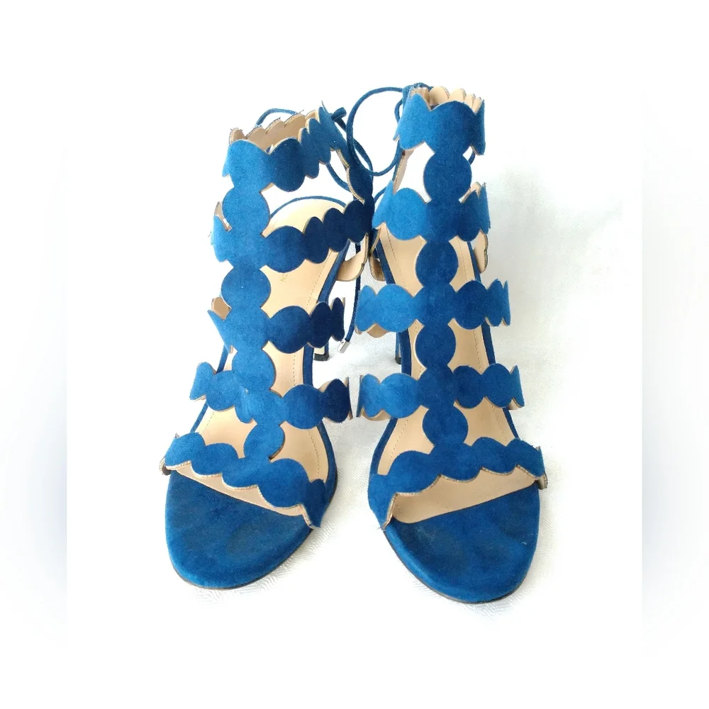 BCBGeneration Heels Shoes CHIKO Blue Suede Strappy Gladiator Size 7.5 M - Picture 10 of 10